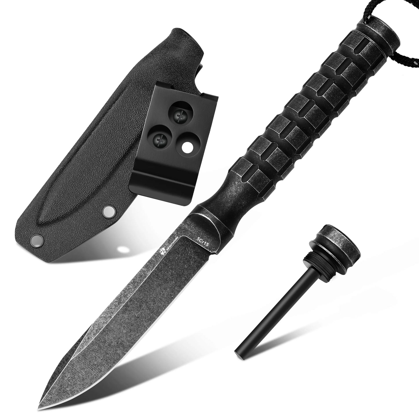 Fixed Blade HX OUTDOORS 3.86" 5CR15 Integral Steel CAVALRY Tactial Fixed Blade Knife Hunting Adventure Survival and EDC Tool D-280 from HX OUTDOORS