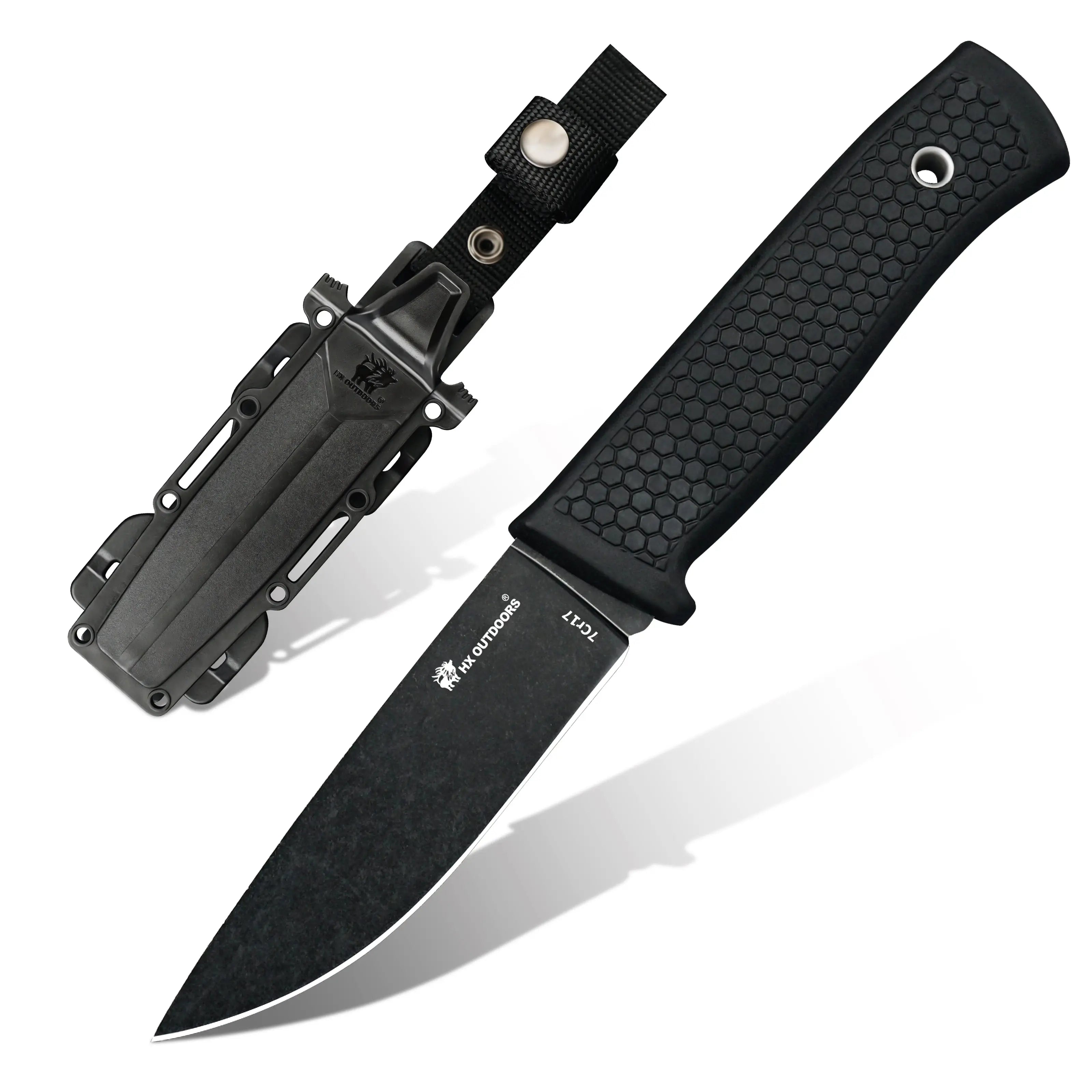 Fixed Blade HX OUTDOORS 3.8" 5CR15 Black TPR Handle Camping Fixed Blade Knife EDC Tool Utility Knife For Outdoor D-286H from HX OUTDOORS