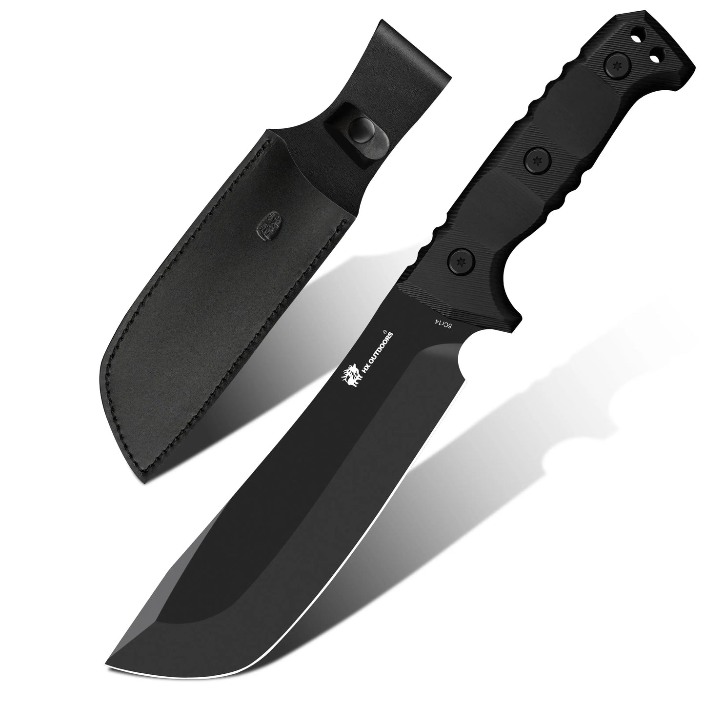 Bush Tool HX OUTDOORS 8.39" 5CR14 Black G10 Handle BLACKFLARE Bush Tool Fixed Blade Knife Survival Gear D-297 from HX OUTDOORS