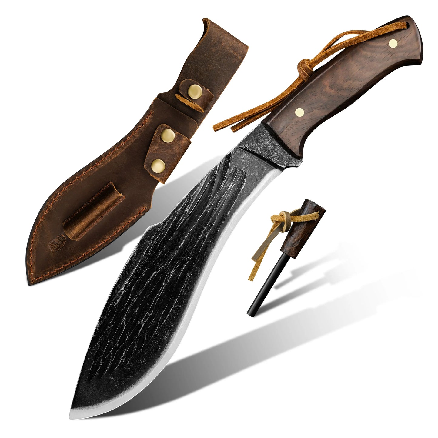 Bush Tool HX OUTDOORS Forged Mountain Knife 8.46" 65 Manganese Steel Walnut Wood Bush Tool Outdoors D-298 from HX OUTDOORS