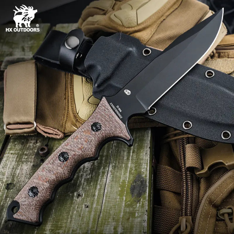 Fixed Blade HX OUTDOORS 5.5" DC53 Flaxen Linen The Commander Tactial Fixed Blade Knife for Survival EDC D-304 from HX OUTDOORS