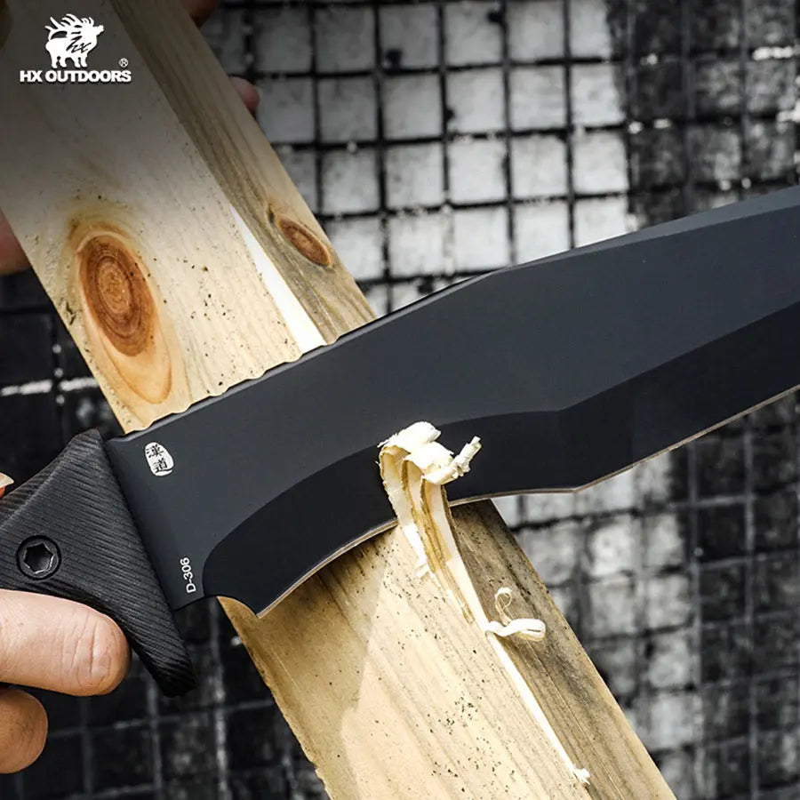 Bush Tool HX OUTDOORS 8.39" D2 Black G10 Handle Falcon Bush Tool Fixed Blade Knife Outdoor Camping Knife D-306 from HX OUTDOORS