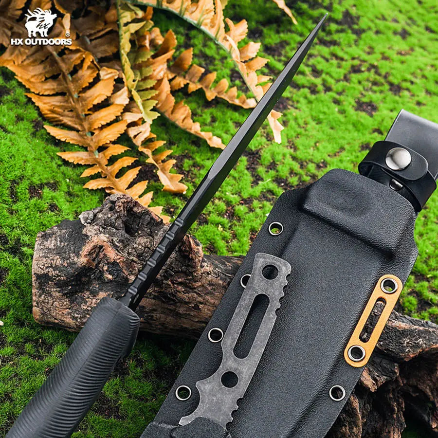 Bush Tool HX OUTDOORS 8.39" D2 Black G10 Handle Falcon Bush Tool Fixed Blade Knife Outdoor Camping Knife D-306 from HX OUTDOORS