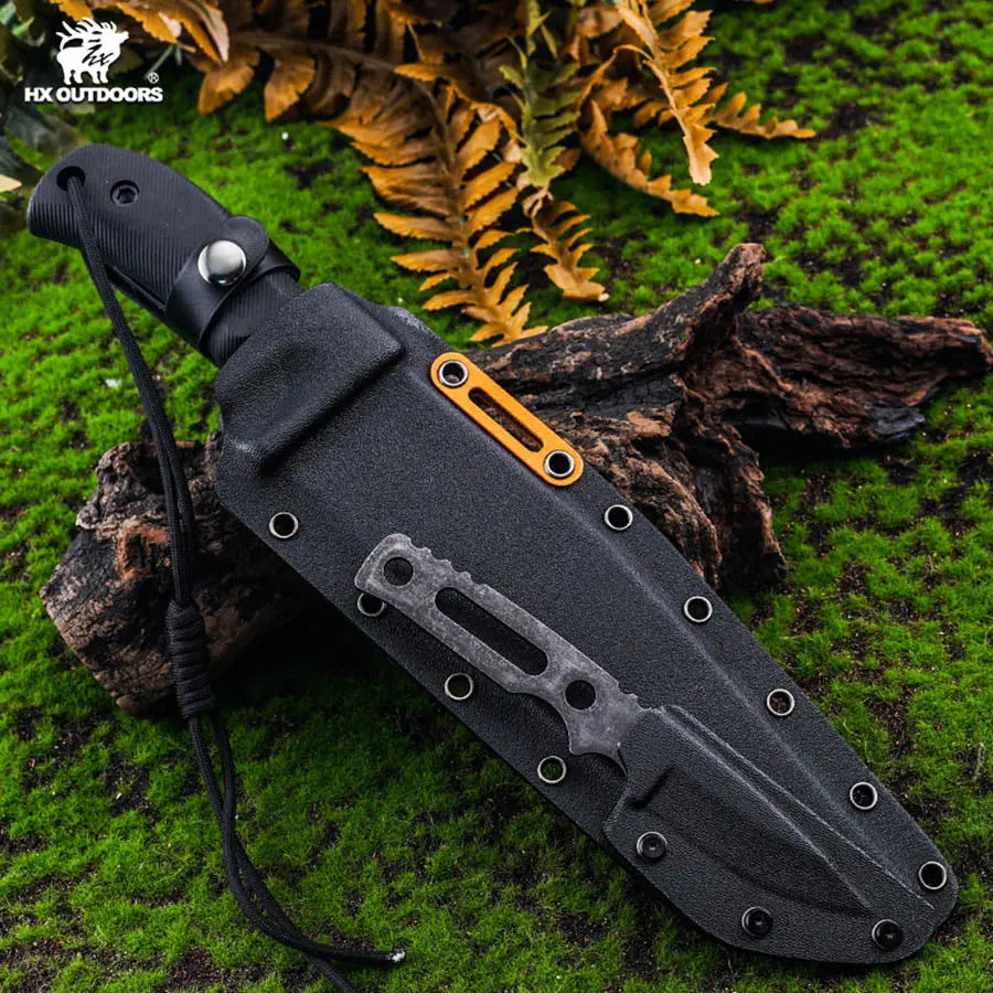Bush Tool HX OUTDOORS 8.39" D2 Black G10 Handle Falcon Bush Tool Fixed Blade Knife Outdoor Camping Knife D-306 from HX OUTDOORS