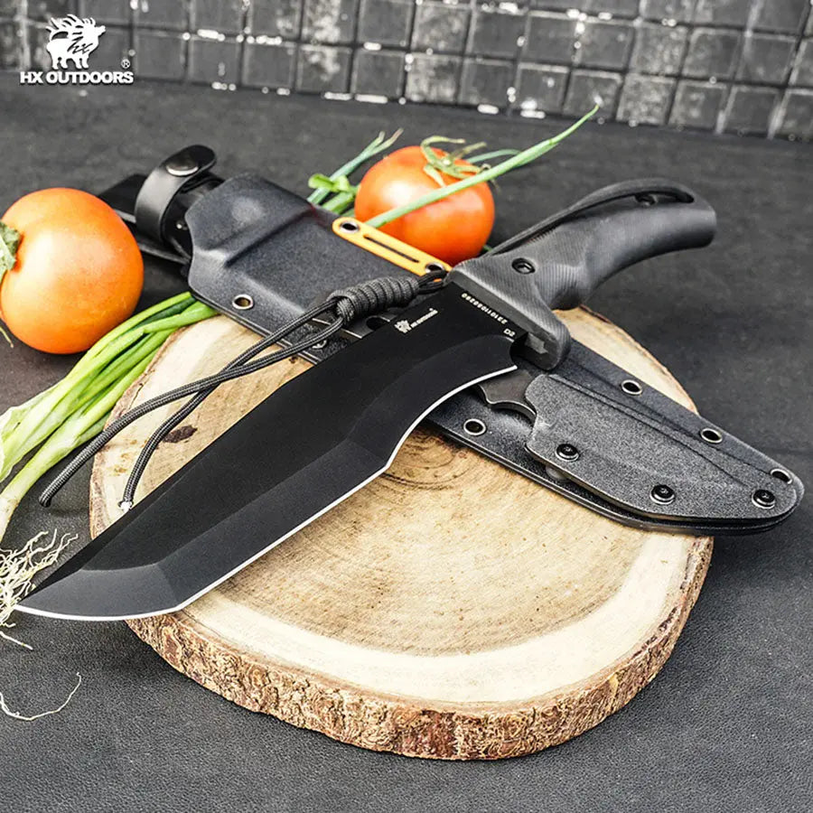 Bush Tool HX OUTDOORS 8.39" D2 Black G10 Handle Falcon Bush Tool Fixed Blade Knife Outdoor Camping Knife D-306 from HX OUTDOORS