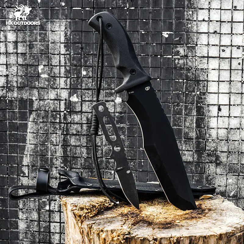 Bush Tool HX OUTDOORS 8.39" D2 Black G10 Handle Falcon Bush Tool Fixed Blade Knife Outdoor Camping Knife D-306 from HX OUTDOORS