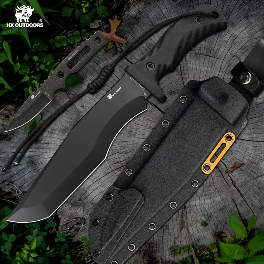 Bush Tool HX OUTDOORS 8.39" D2 Black G10 Handle Falcon Bush Tool Fixed Blade Knife Outdoor Camping Knife D-306 from HX OUTDOORS