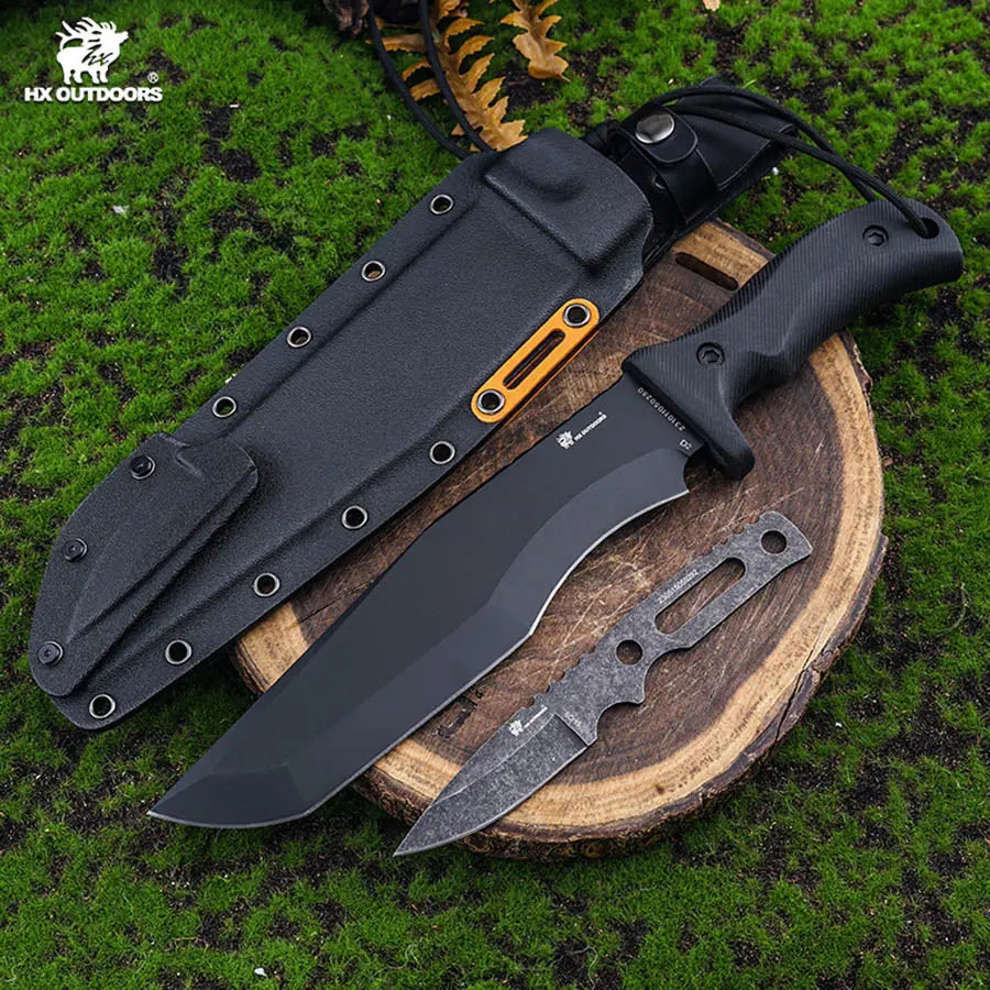 Bush Tool HX OUTDOORS 8.39" D2 Black G10 Handle Falcon Bush Tool Fixed Blade Knife Outdoor Camping Knife D-306 from HX OUTDOORS
