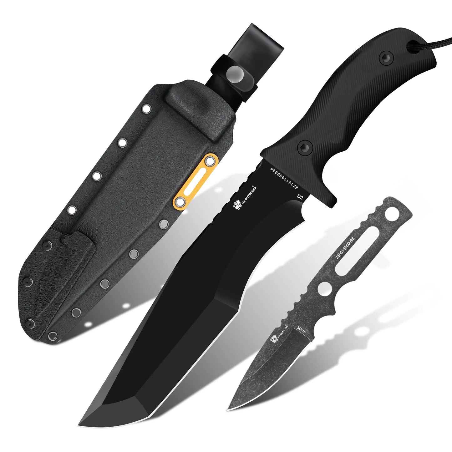 Bush Tool HX OUTDOORS 8.39" D2 Black G10 Handle Falcon Bush Tool Fixed Blade Knife Outdoor Camping Knife D-306 from HX OUTDOORS
