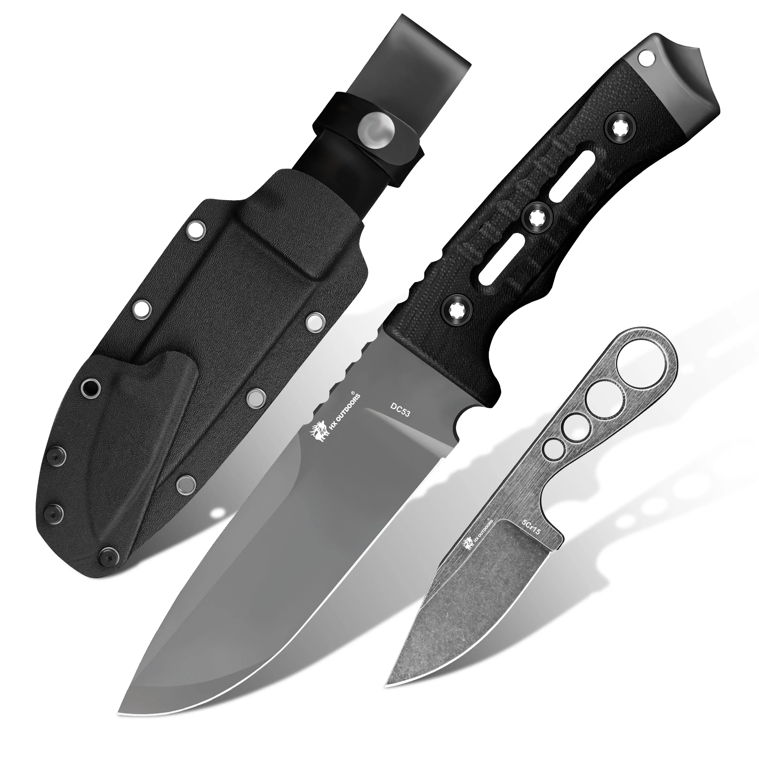Fixed Blade HX OUTDOORS 5.12" DC53 Black G10 Handle NIGHTSTALKER Fixed Blade Knife Suit Perfect EDC Survival Tool Knives D-307 from HX OUTDOORS