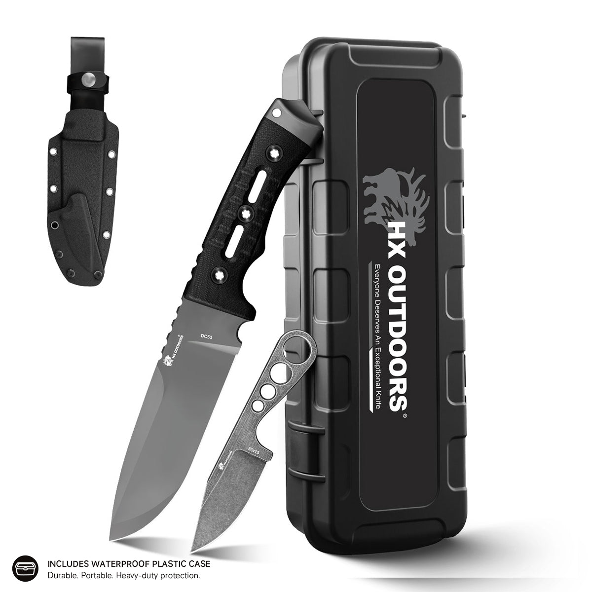 HX OUTDOORS NIGHTSTALKER | Lame fixe | Lame DC53 de 13 cm | Manche en G10 noir | D-307