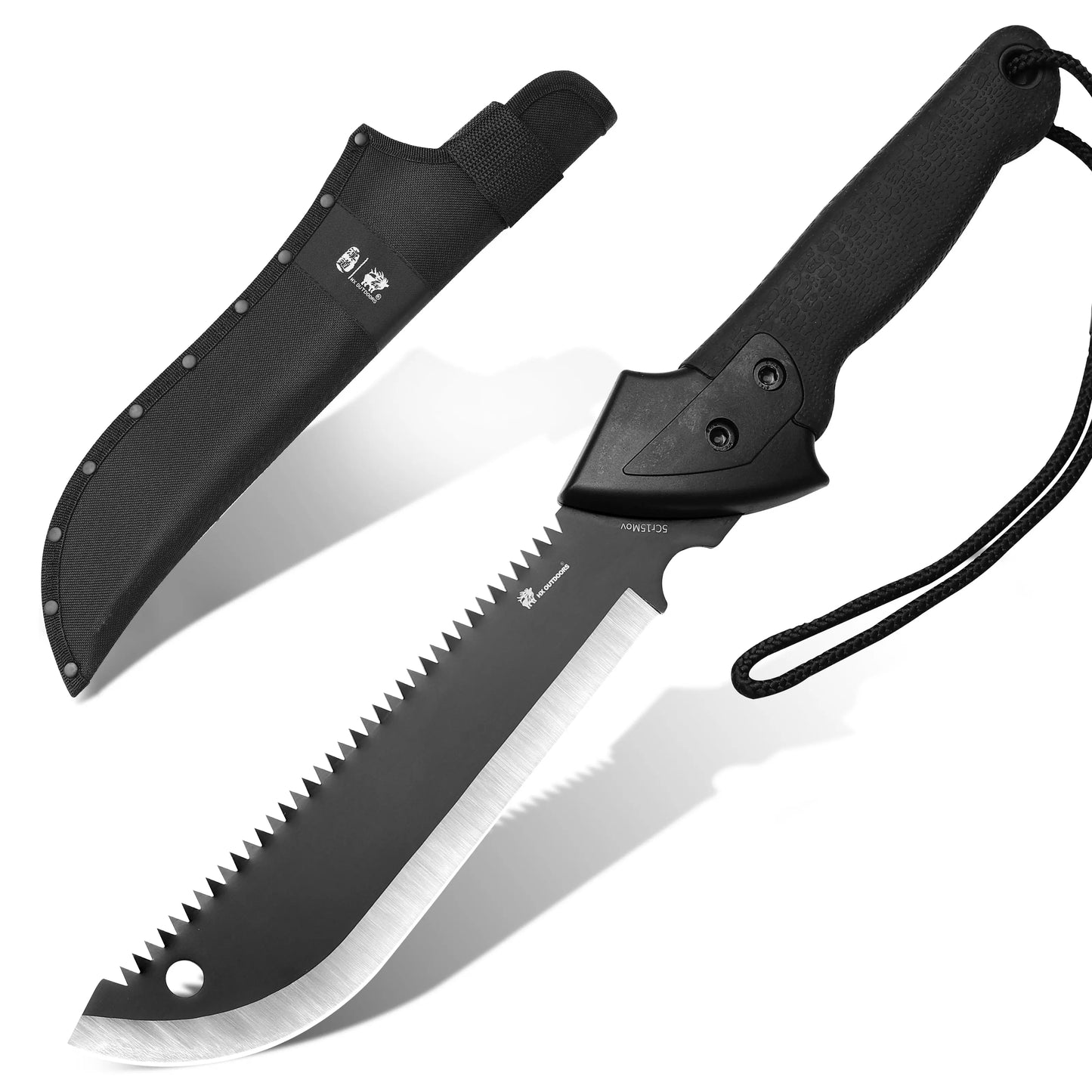 Saw HX OUTSOORS 8.3" 5CR15 Black PP Handle Hound Saw Fixed Blade Knife Sheath for Hunting Camping EDC and Outdoors D-318 from HX OUTDOORS
