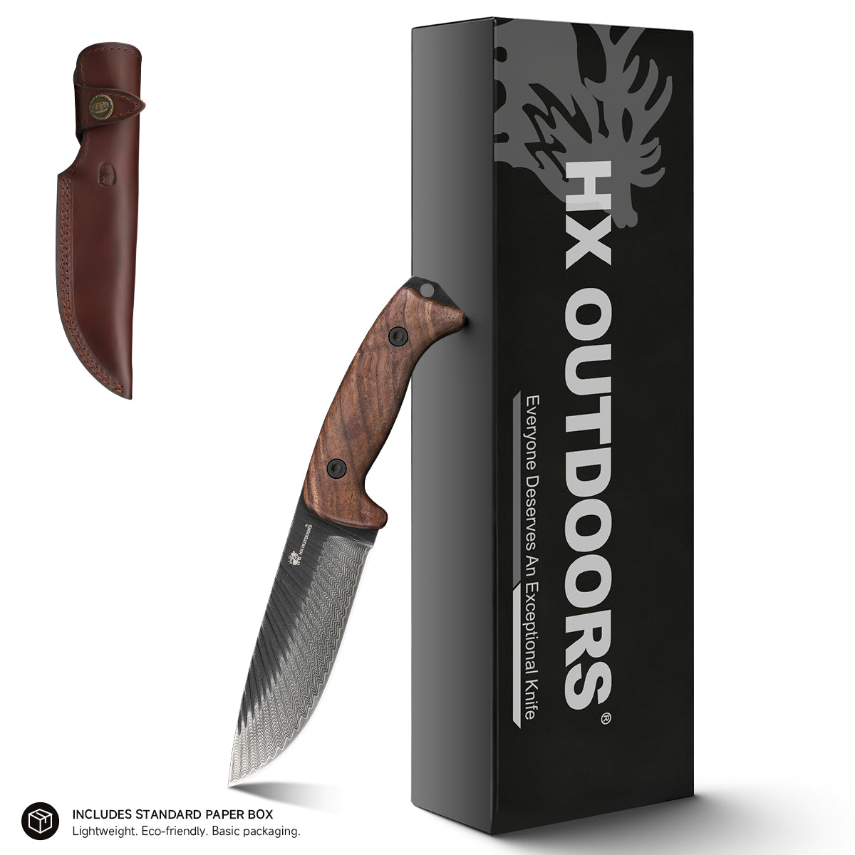 JUNGLORD Fixed Blade | 5.59'' 90Cr18 Blade | Walnut Handle | HX OUTDOORS D-340