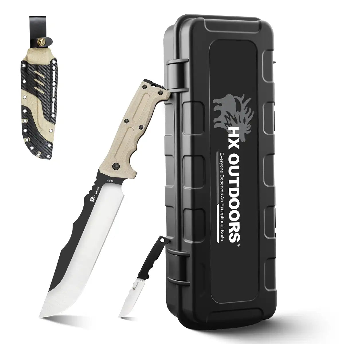 Machete HX OUTDOORS KANGABLADE | Hoja DC53 de 8.07" | Mango G10 marrón | D-341