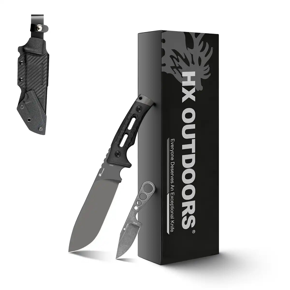 HX OUTDOORS ROCK APEX PRO | Lame fixe | Lame DC53 de 5,51 po | Manche en G10 noir | D-342