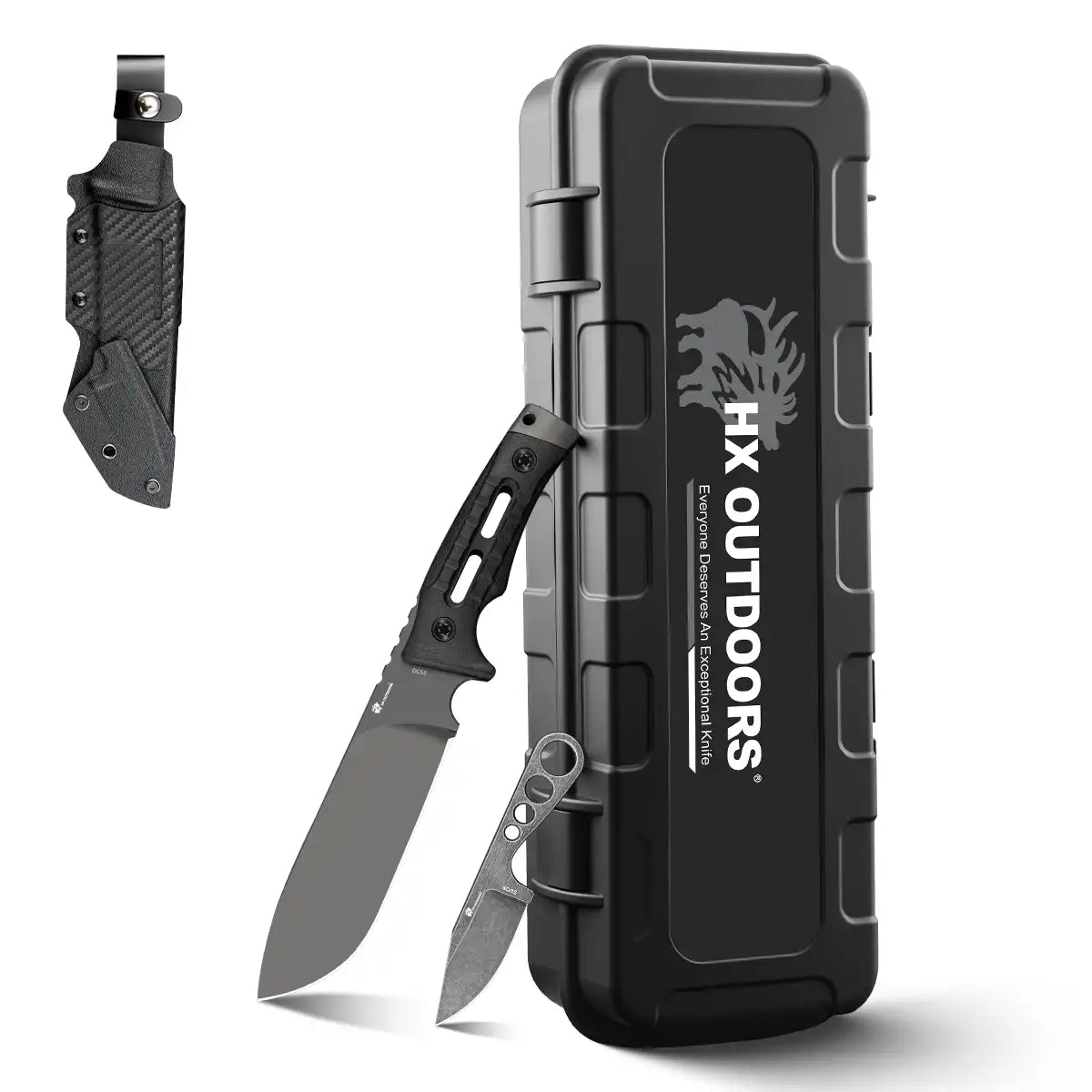 ROCK APEX PRO DC53 Fixed Blade | Black G10 EDC Camping Knife – HX