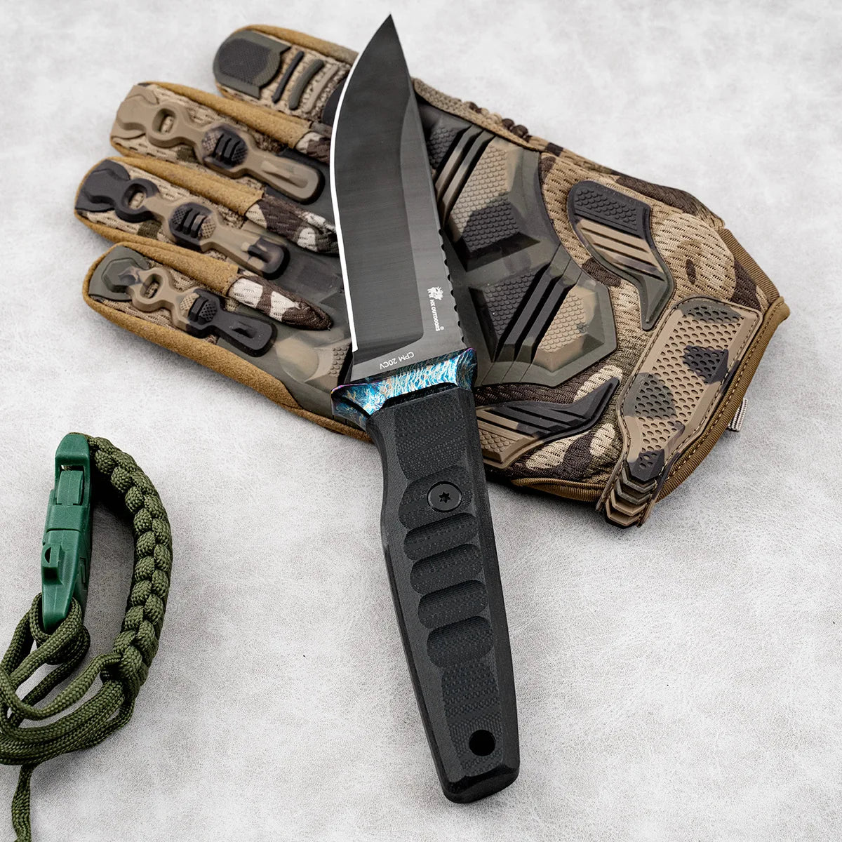 PRISM Fixed Blade | 4.72" DLC‑Coated CPM 20CV Blade | Black G10 Handle | HX OUTDOORS D-352