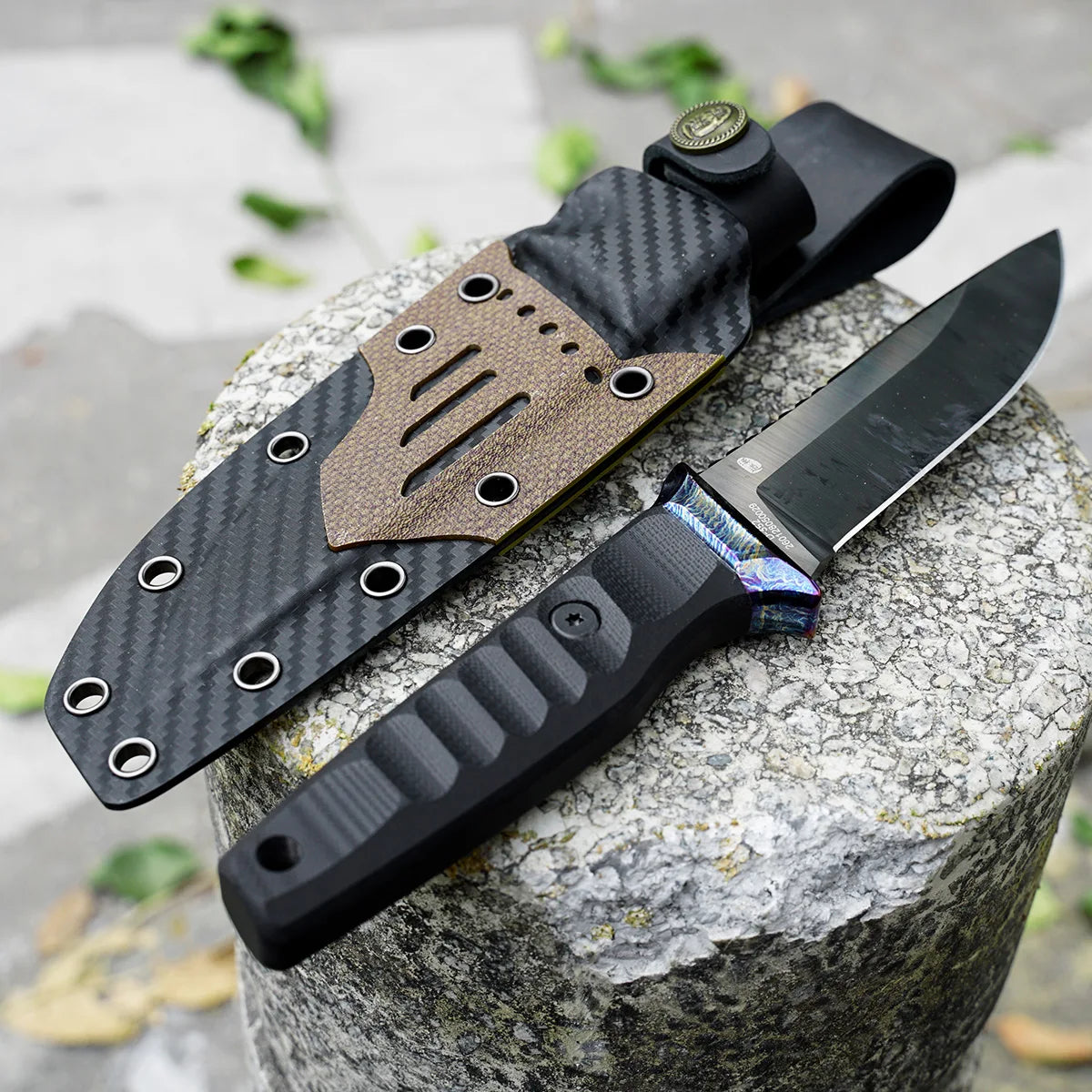 PRISM Fixed Blade | 4.72" DLC‑Coated CPM 20CV Blade | Black G10 Handle | HX OUTDOORS D-352