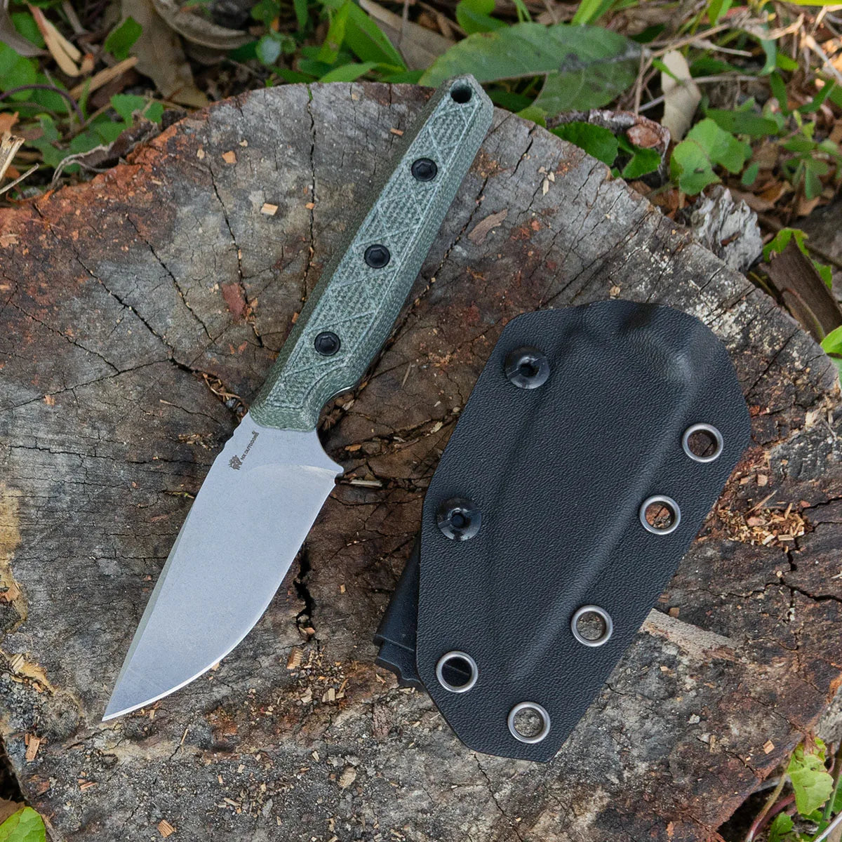 MAVERICK Fixed Blade | 2.95" Stone Wash 14C28N Blade | Green Micarta Handle | HX OUTDOORS D-354A