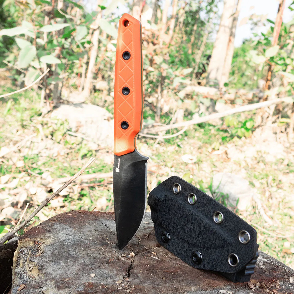 MAVERICK Fixed Blade | 2.95" DLC 14C28N Blade | Orange G10 Handle | HX OUTDOORS D-354D