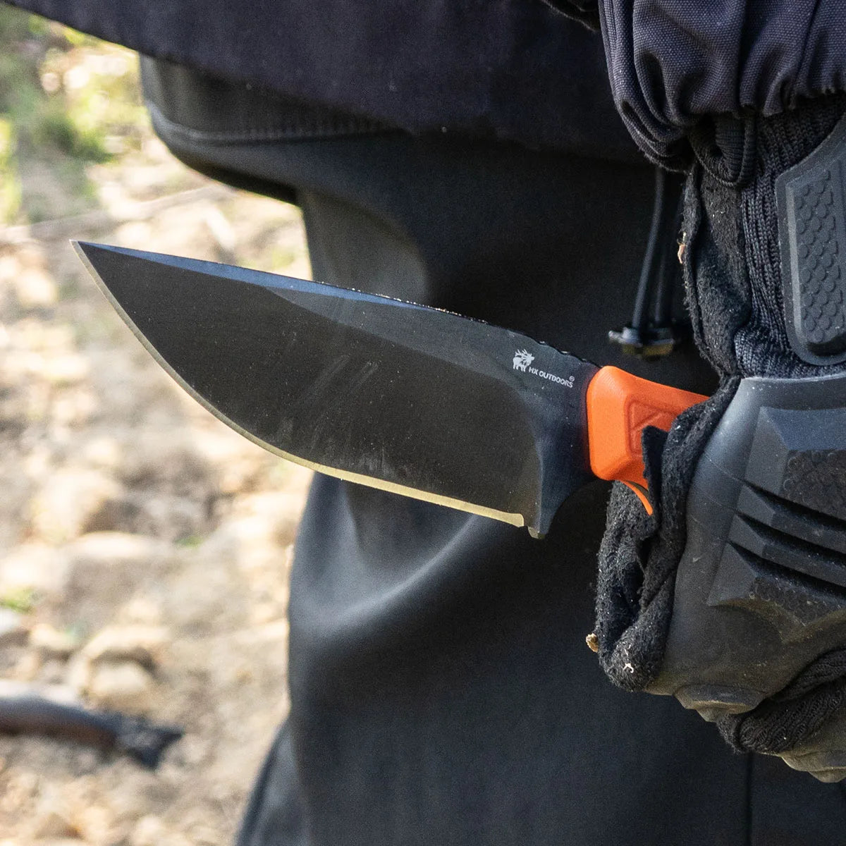 ROCK APEX Fixed Blade | 3.7" Orange DC53 Blade | Black G10 Handle | HX OUTDOORS TD-18C