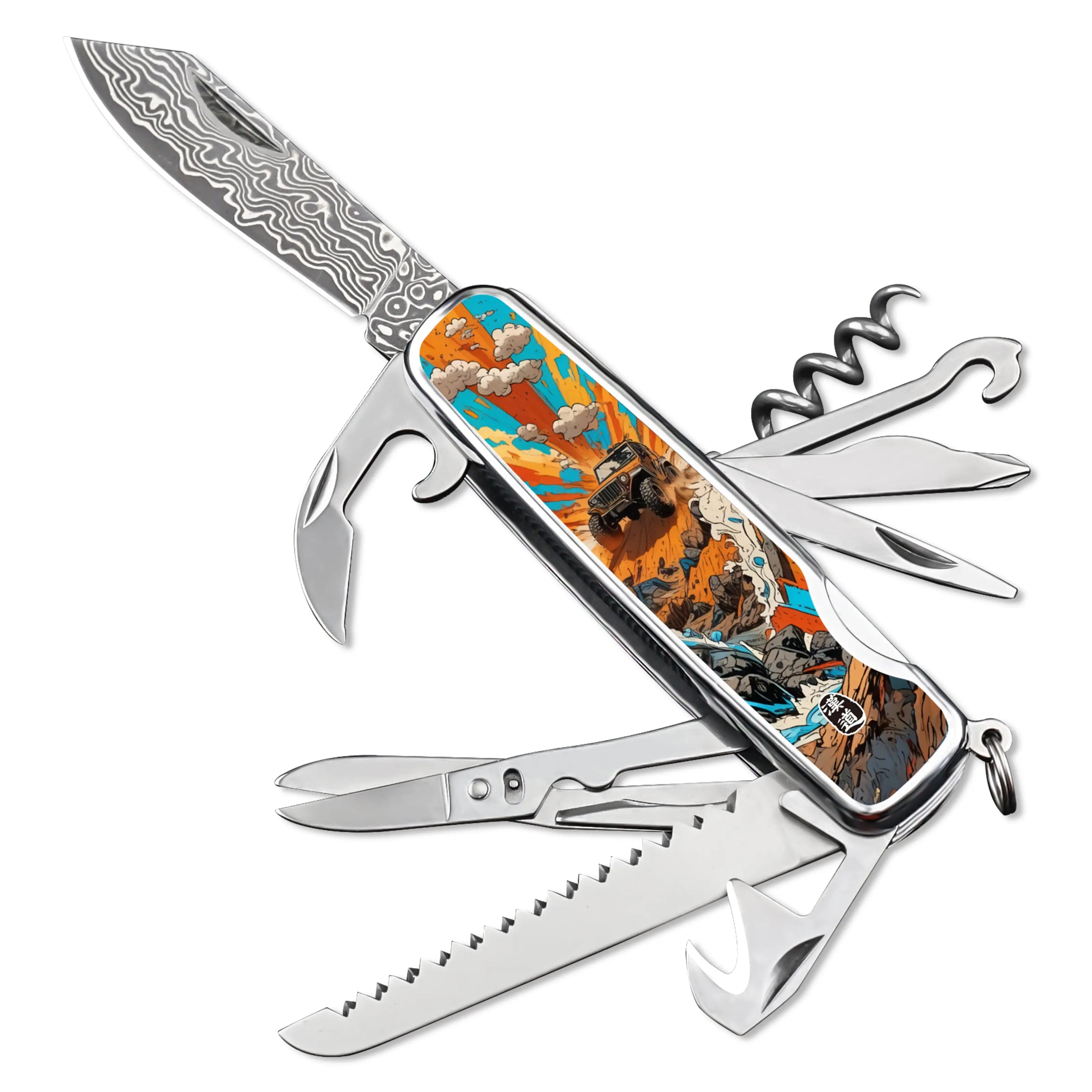 Multi-tool HX OUTDOORS DAMASK TRAILFOR 2.2" Damask Steel VG10 Multi-tool Knife Camping Outdoor DD-14C from HX OUTDOORS