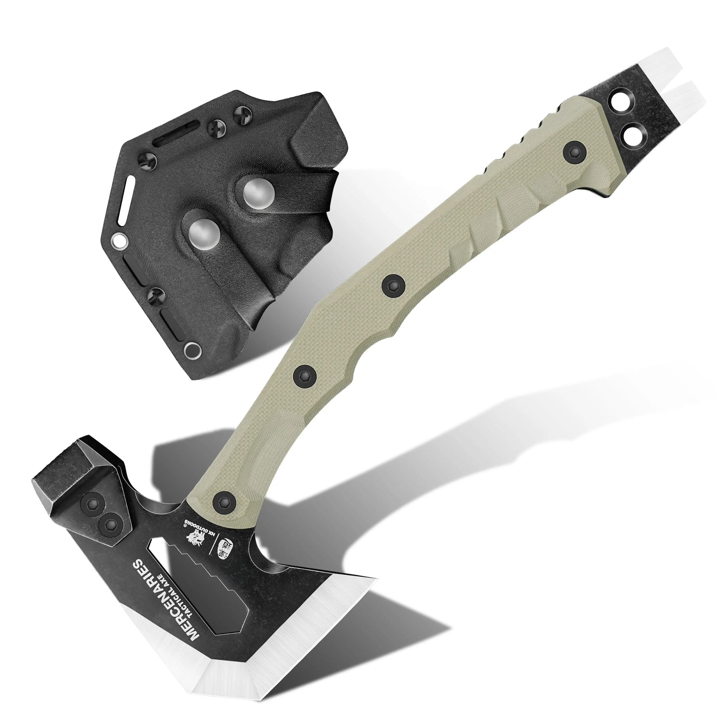 Camping Hatchet HX OUTDOORS M.E. 13" Bushcraft Full-Tang Tatical Battle Axe For Survival Outdoor Adventures | 440 Stainless Steel & Non-Slip G10 Handle | FT-02 from HX OUTDOORS