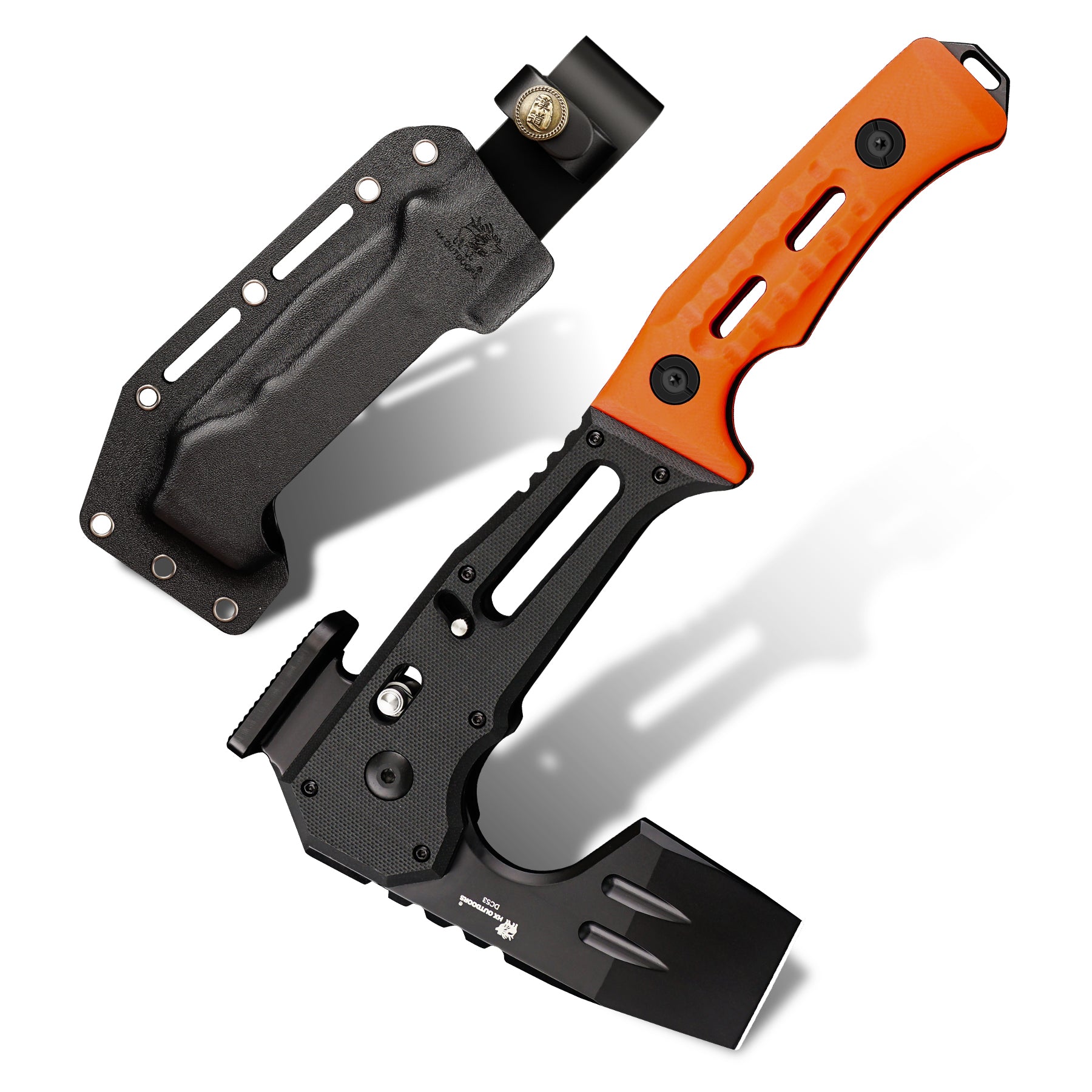 FALCILUX Folding Hatchet | 9.25" Overall Length | DC53 Blade | Orange G10 Handle | HX OUTDOORS FT-19C