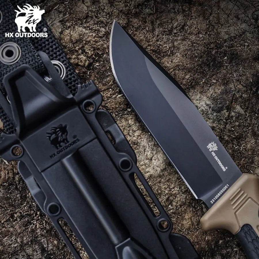 Fixed Blade HX OUTDOORS 4.33" D2 Brown PP & TRP Handle Hound Survival Fixed Blade Hunting Knife Adventure Survival Tools D-305A from HX OUTDOORS