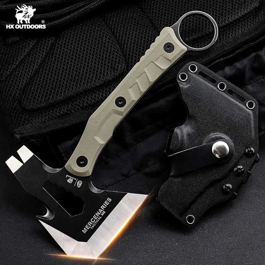 Camping Hatchet HX OUTDOORS 440 Stainless Steel G10 Non-Slip Handle Mini Tatical Axe Multi-Purpose Camping Tool FT-06 from HX OUTDOORS
