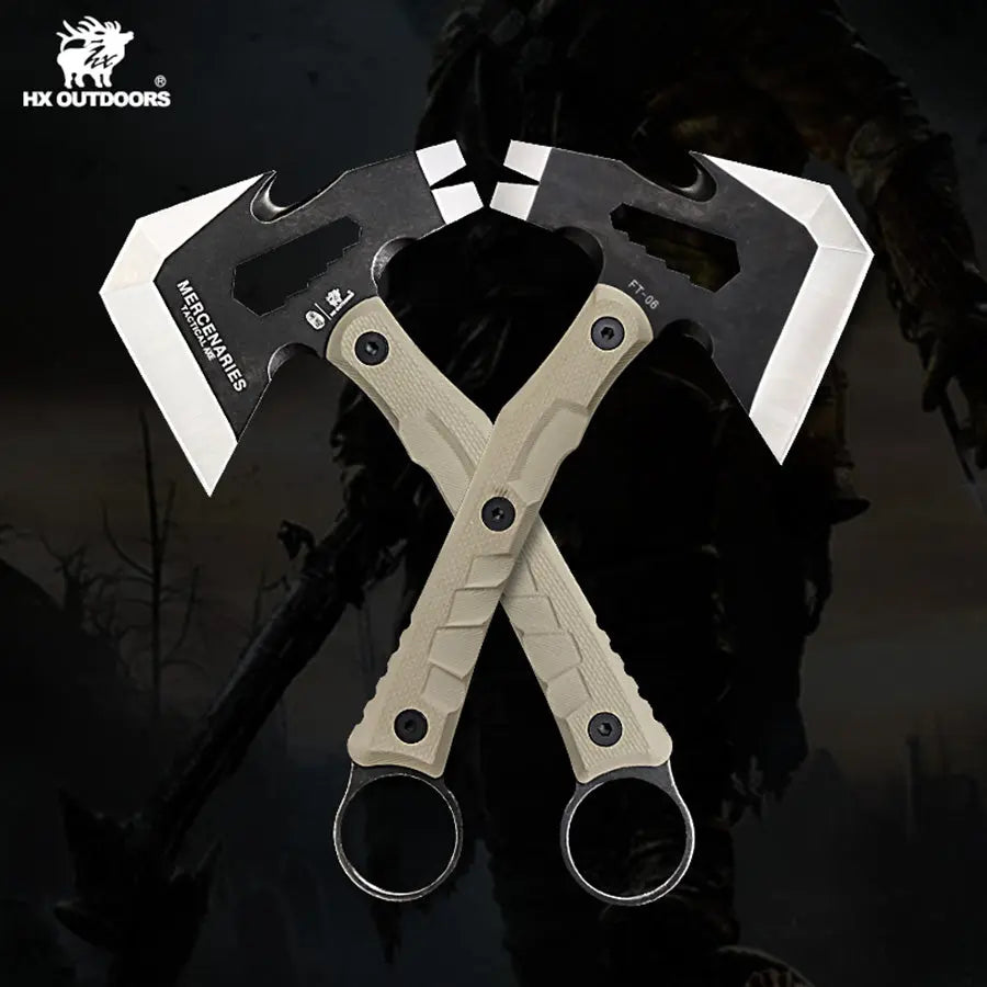 Camping Hatchet HX OUTDOORS 440 Stainless Steel G10 Non-Slip Handle Mini Tatical Axe Multi-Purpose Camping Tool FT-06 from HX OUTDOORS