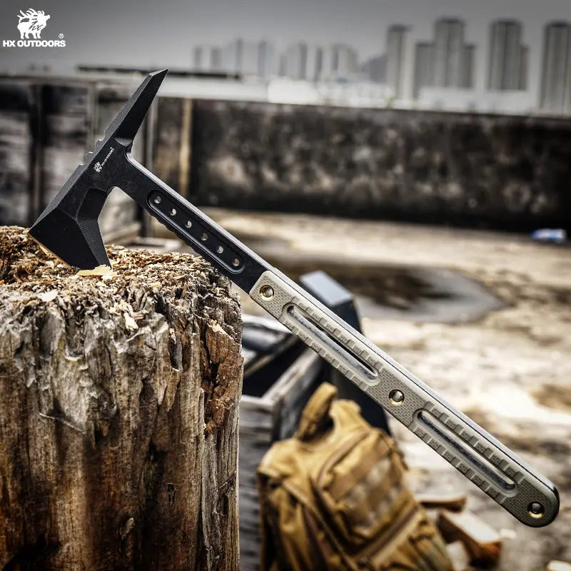Camping Hatchet HX OUTDOORS ROCK OBSIDIAN 15.39" DC53 Brown G10 Handle Bushcraft Demolition Breaking Axe Outdoor Survival Hiking Camping FT-12 from HX OUTDOORS