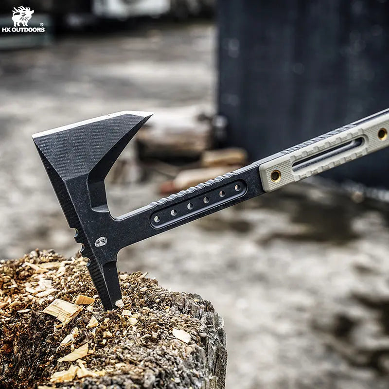 Camping Hatchet HX OUTDOORS ROCK OBSIDIAN 15.39" DC53 Brown G10 Handle Bushcraft Demolition Breaking Axe Outdoor Survival Hiking Camping FT-12 from HX OUTDOORS