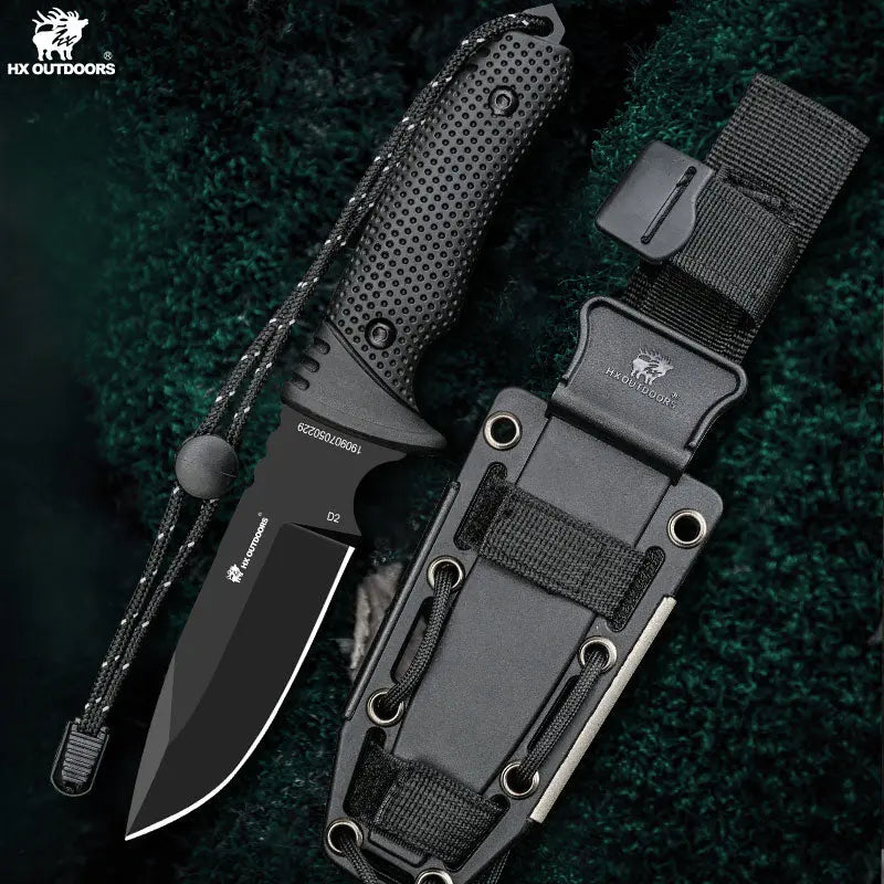 Fixed Blade HX OUTDOORS 3.86" D2 Black Rubber Non-Slip Handle Best EDC The PATHFINDER Survival Fixed Blade Knife D-171 from HX OUTDOORS