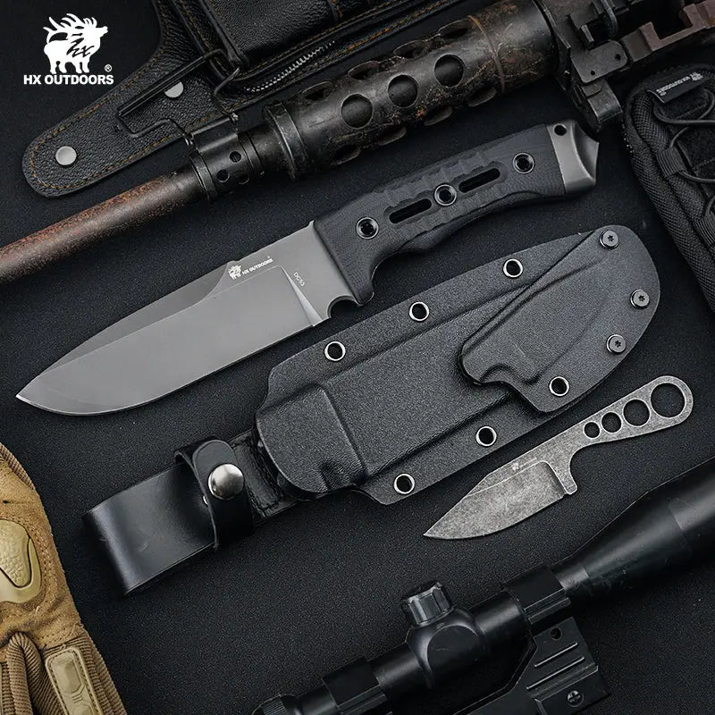 Fixed Blade HX OUTDOORS 5.12" DC53 Black G10 Handle NIGHTSTALKER Fixed Blade Knife Suit Perfect EDC Survival Tool Knives D-307 from HX OUTDOORS