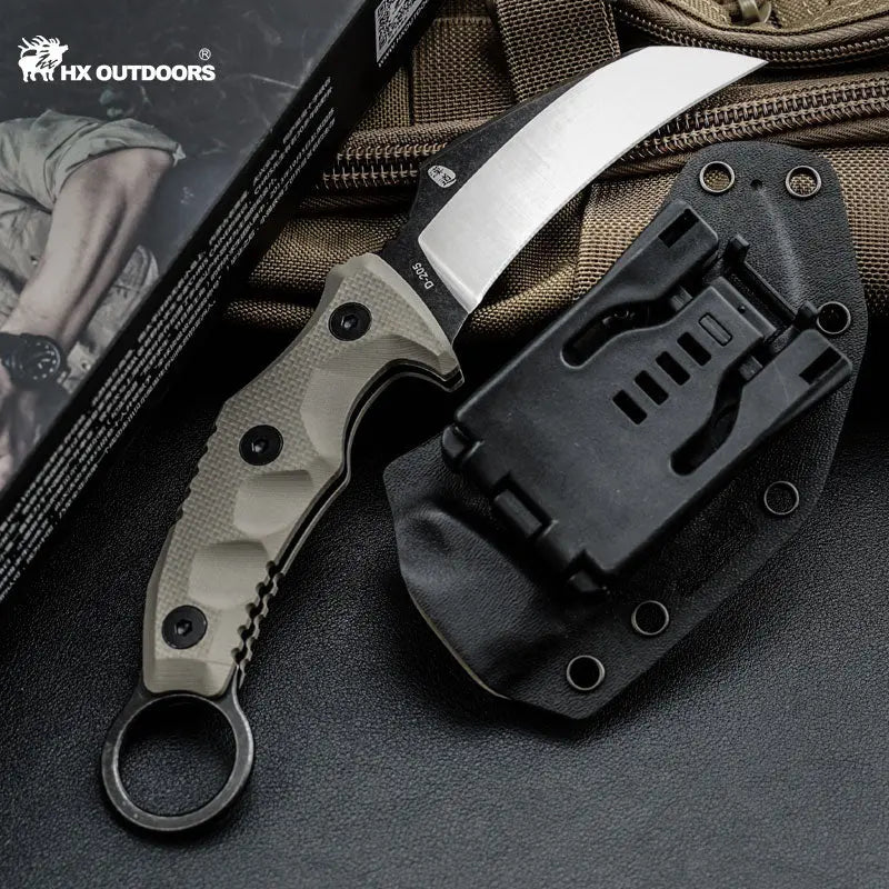Fixed Blade HX OUTDOORS 3.54" 9CR18 Brown G10 Handle VORTEXCLAW Tactical Claw Fixed Blade Knife Bushcraft and Camping Knife Survival D-205 from HX OUTDOORS