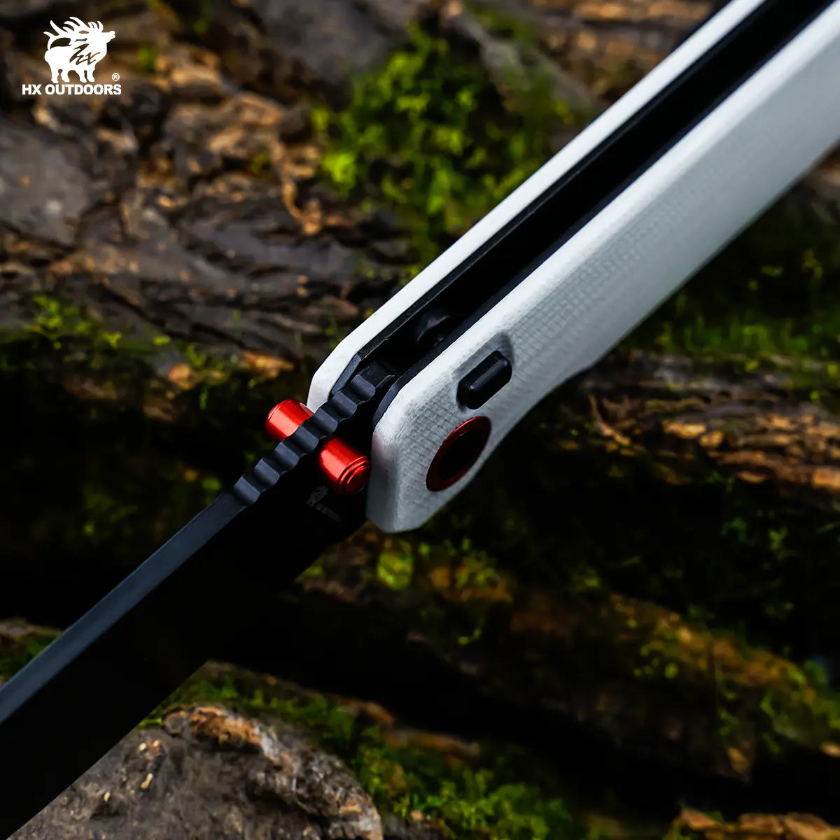 HYLA | Pocket Knife | Button Lock | 2.91" 14C28N Black Blade | White G10 Handle | HX OUTDOORS ZD-120S-D