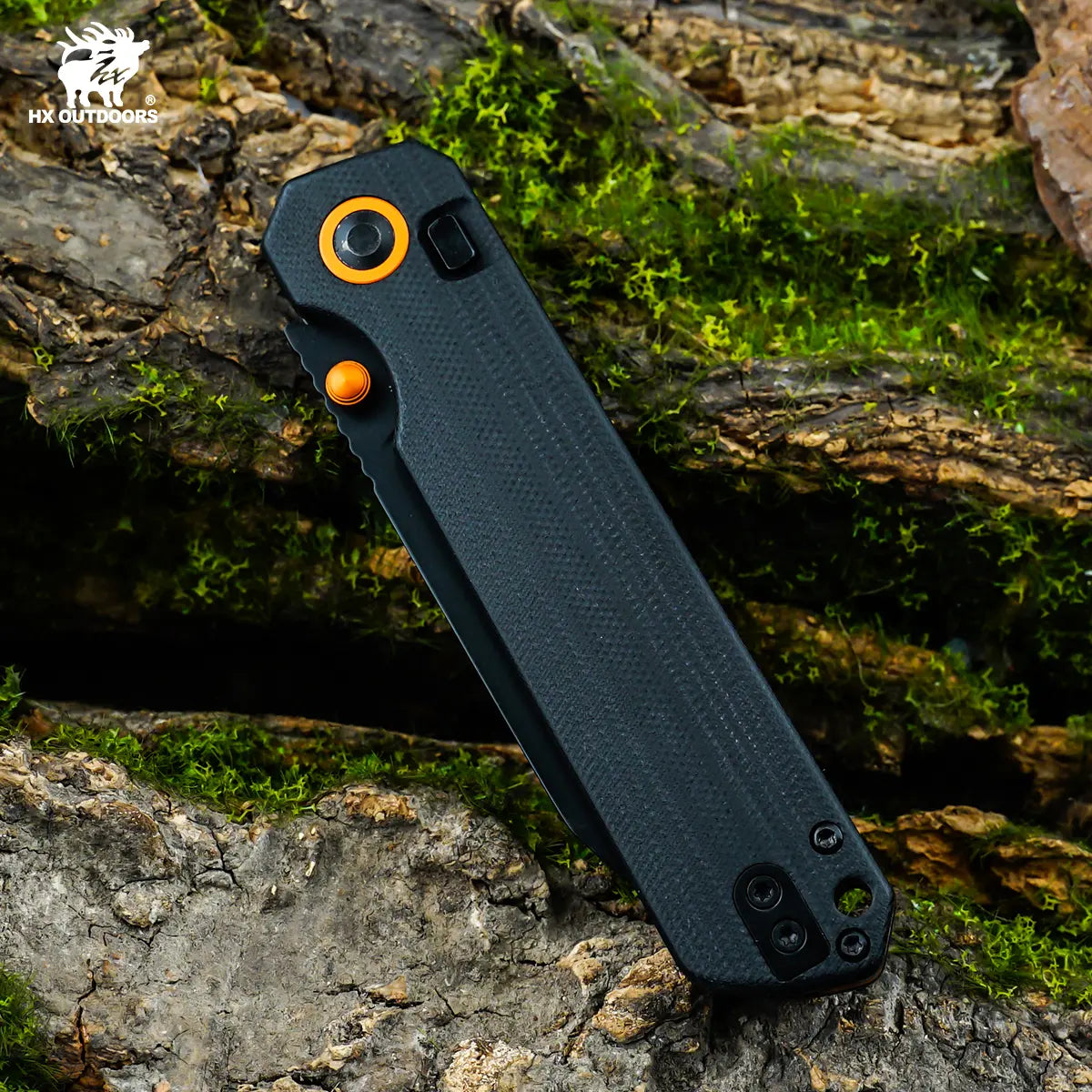 HYLA | Pocket Knife | Button Lock | 2.91" 14C28N Black Blade | Black G10 Handle | HX OUTDOORS ZD-120S-C