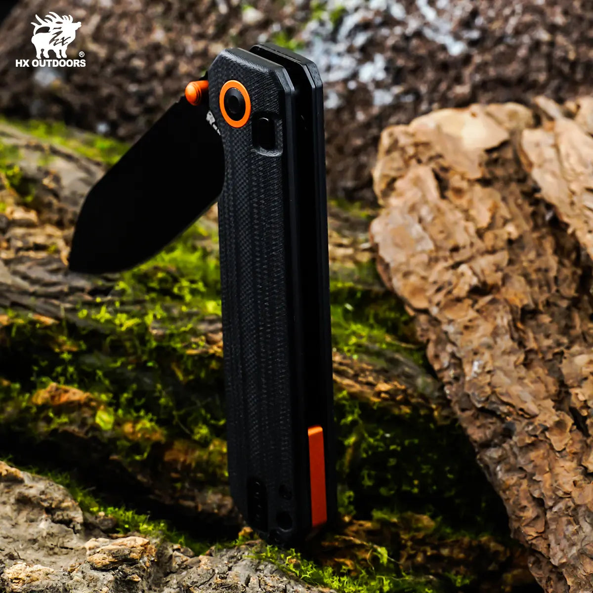 HYLA | Pocket Knife | Button Lock | 2.91" 14C28N Black Blade | Black G10 Handle | HX OUTDOORS ZD-120S-C