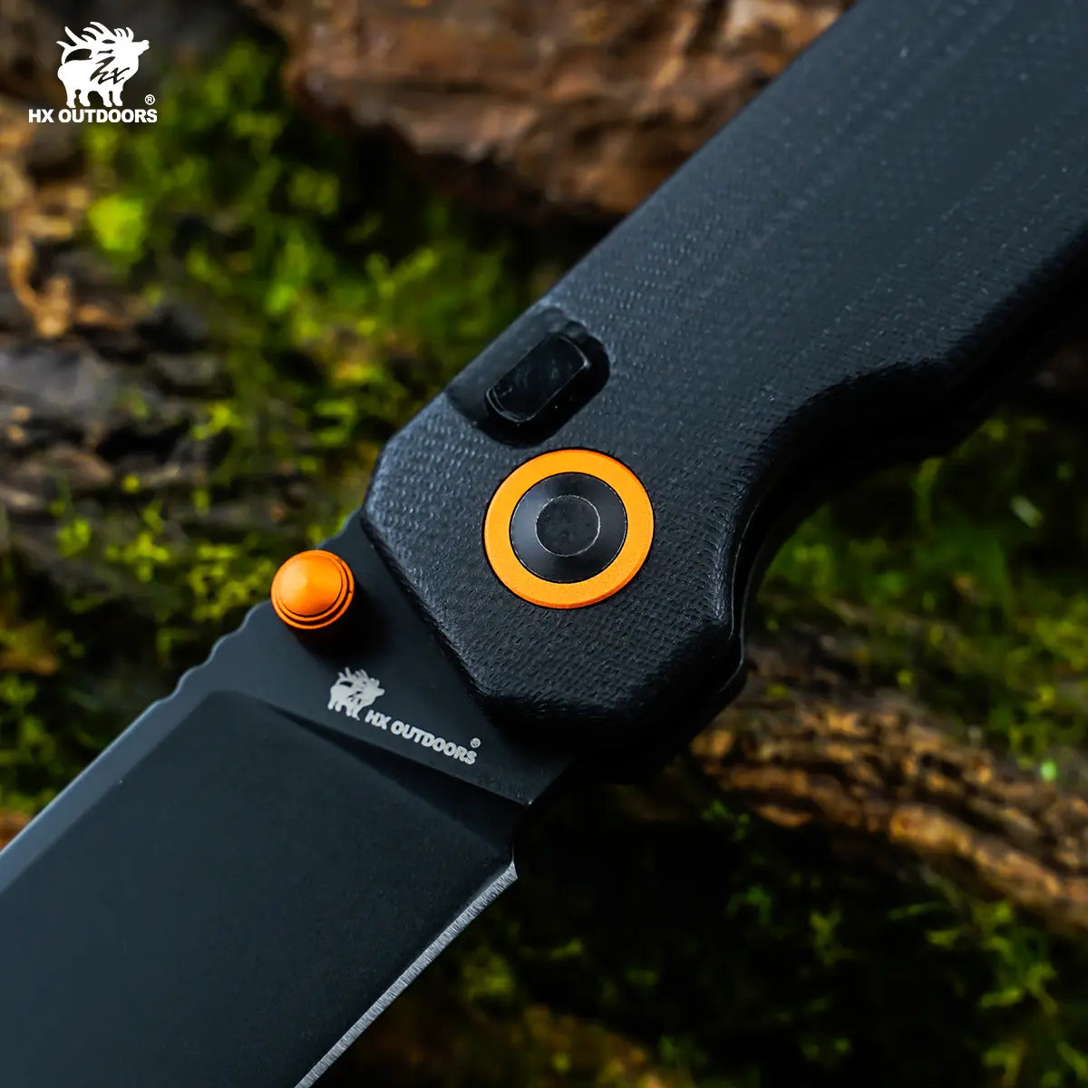HYLA | Pocket Knife | Button Lock | 2.91" 14C28N Black Blade | Black G10 Handle | HX OUTDOORS ZD-120S-C