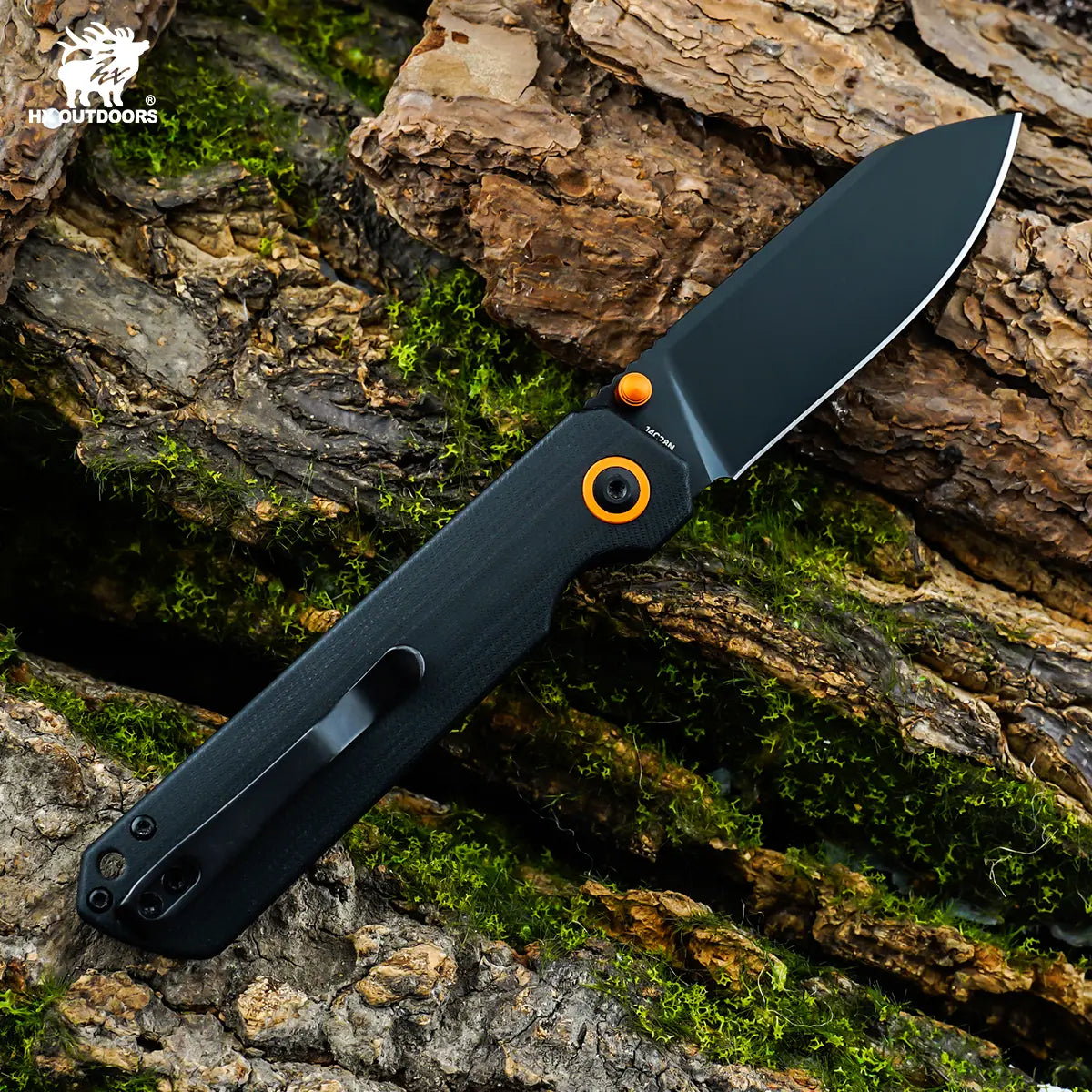 HYLA | Pocket Knife | Button Lock | 2.91" 14C28N Black Blade | Black G10 Handle | HX OUTDOORS ZD-120S-C