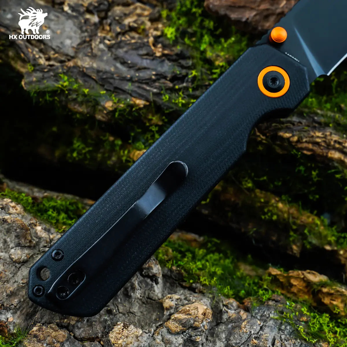 HYLA | Pocket Knife | Button Lock | 2.91" 14C28N Black Blade | Black G10 Handle | HX OUTDOORS ZD-120S-C