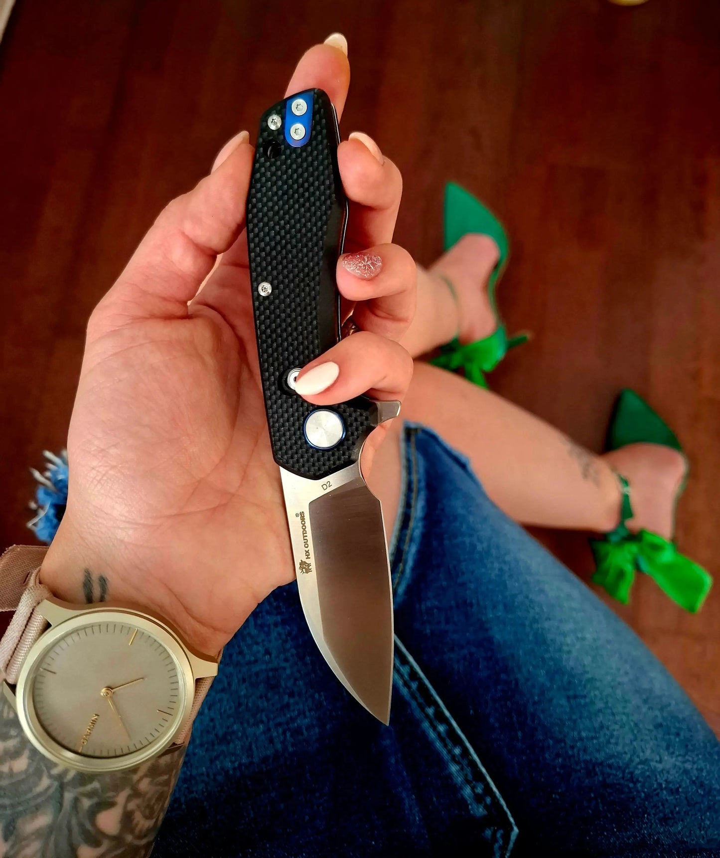 HX OUTDOORS GIANTBIRD | Pocket Knife | Crossbar Lock | 2.5" D2 Blade | Black G10 Handle | ZD-099S GIANTBIRD