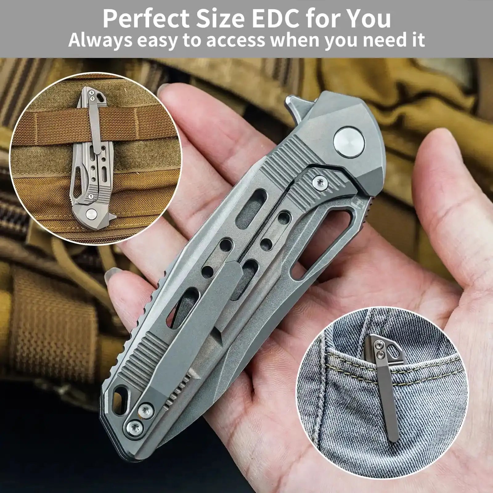 HX OUTDOORS ARMORED M | Pocket Knife | Liner Lock | 7.32" S35VN Blade | Silver Titanium Handle | ZD-022A ARMORED M