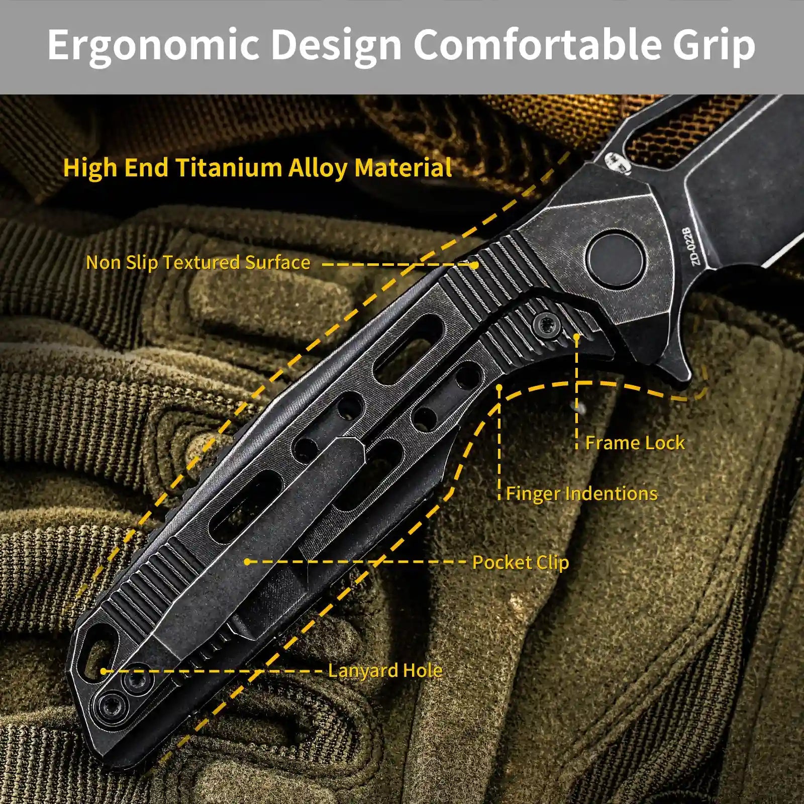 HX OUTDOORS ARMORED M | Pocket Knife | Liner Lock | 7.32" S35VN Blade | Black Titanium Handle | ZD-022B ARMORED M