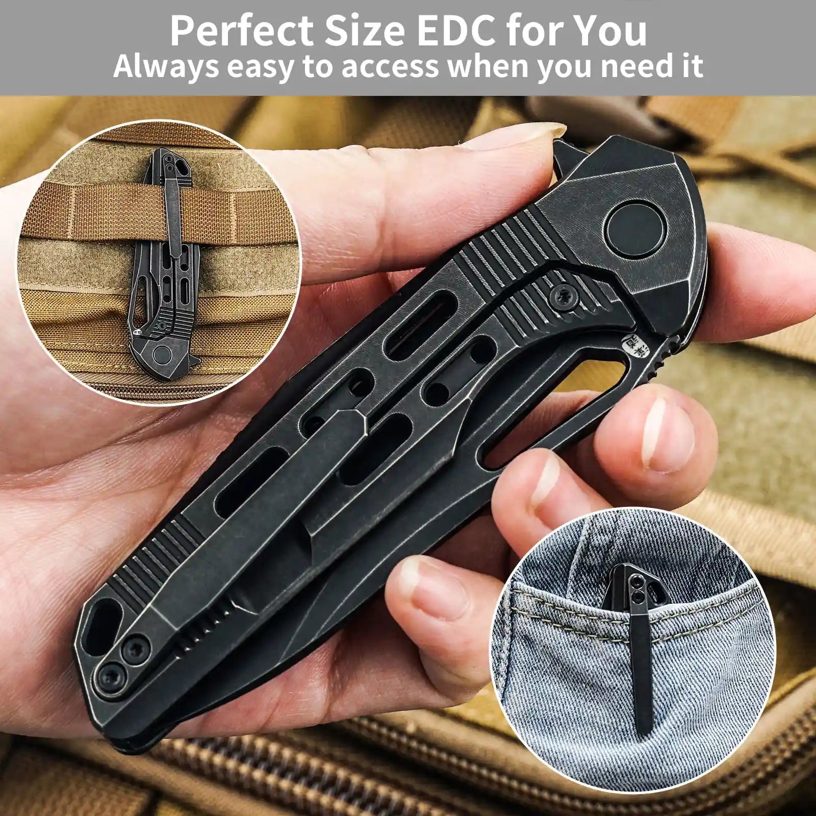 HX OUTDOORS ARMORED M | Pocket Knife | Liner Lock | 7.32" S35VN Blade | Black Titanium Handle | ZD-022B ARMORED M