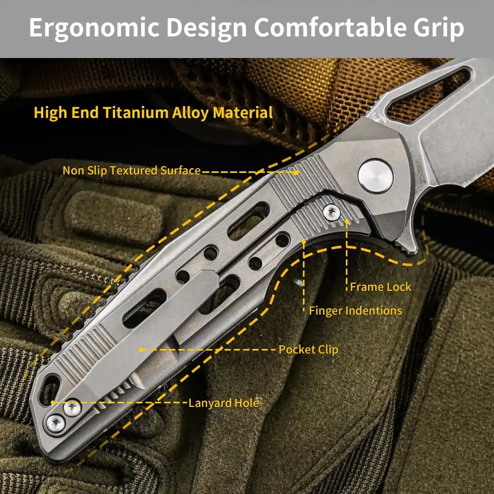 HX OUTDOORS ARMORED M | Pocket Knife | Liner Lock | 7.32" S35VN Blade | Silver Titanium Handle | ZD-022A ARMORED M