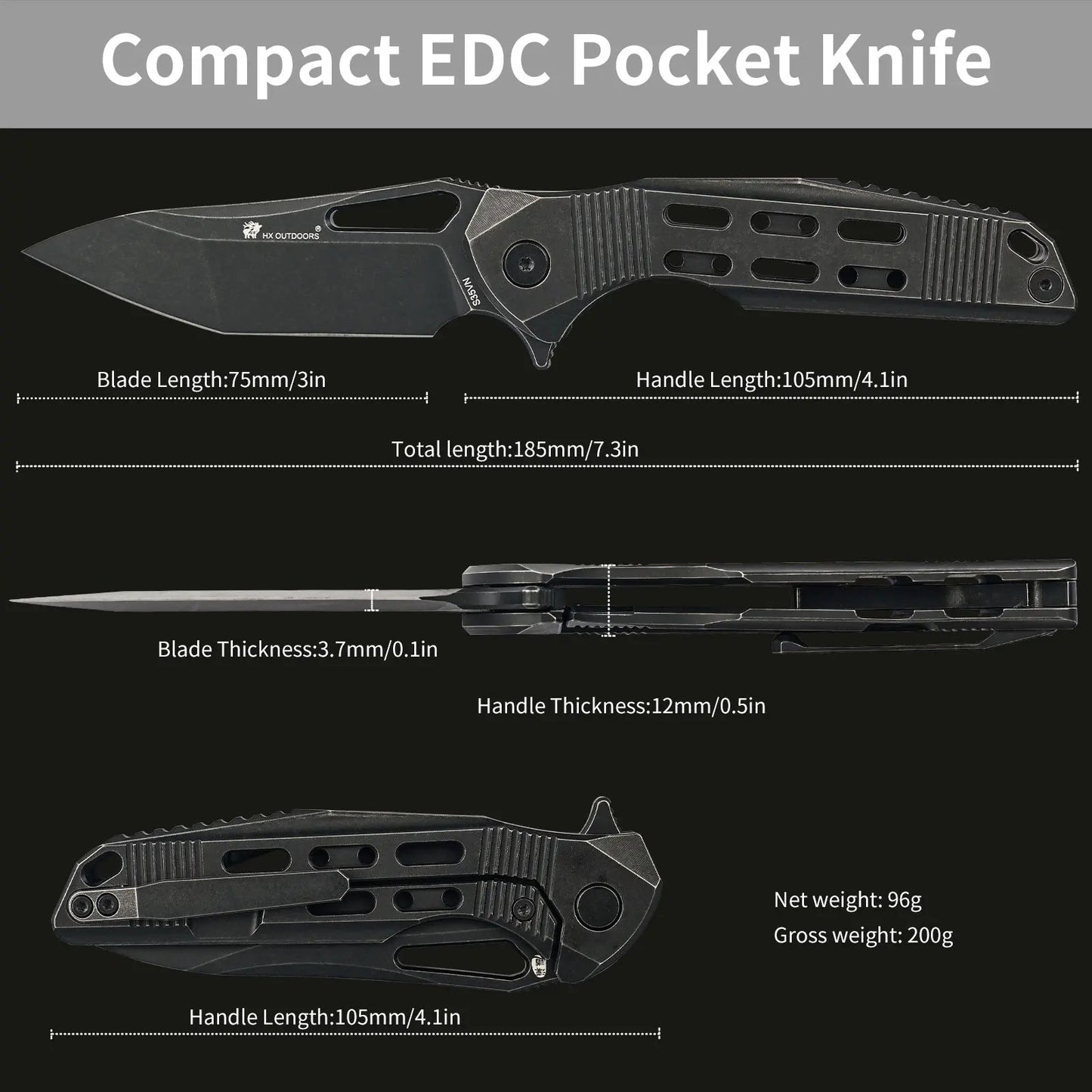 HX OUTDOORS ARMORED M | Pocket Knife | Liner Lock | 7.32