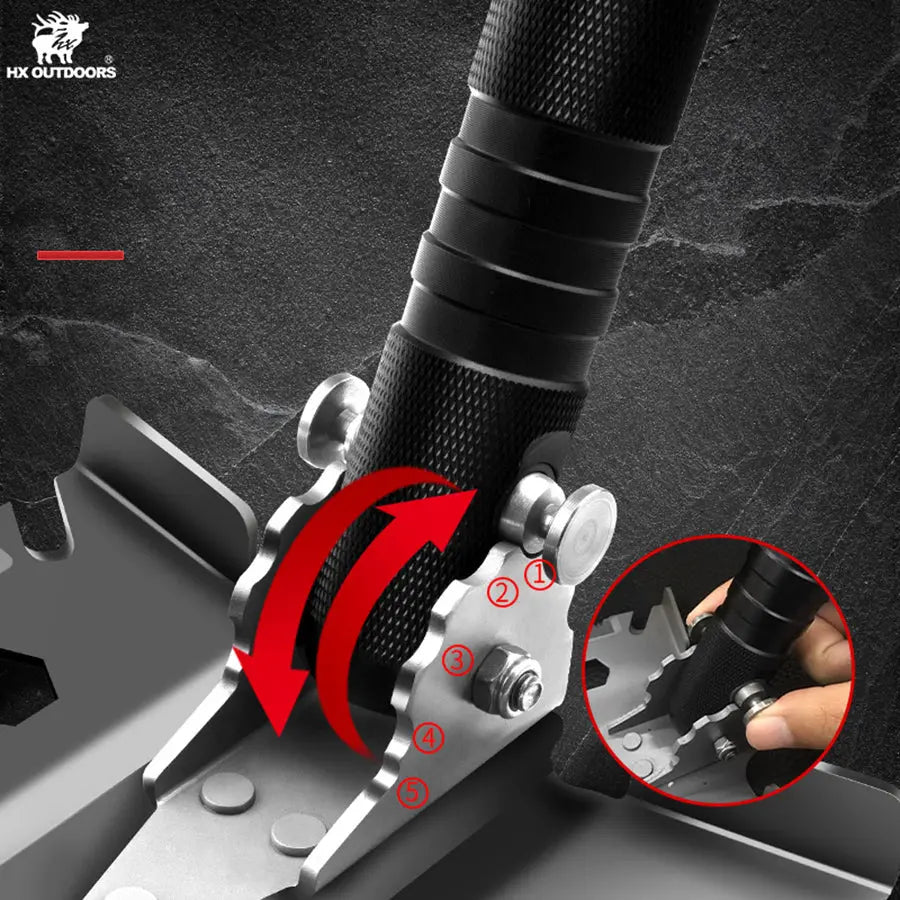 Shovel HX OUTDOORS Shovel Kit w/ Hoe, Saw, Knife, Bottle Opener, Fire Starter Aluminum Alloy Handle (37.24