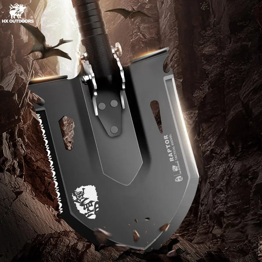 Shovel HX OUTDOORS Shovel Kit w/ Hoe, Saw, Knife, Bottle Opener, Fire Starter Aluminum Alloy Handle (37.24" 440 Stainless Steel Head) GBC-45 from HX OUTDOORS